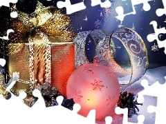 Present, ornamentation, Christmas, bauble