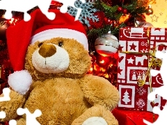 teddybear, pack, christmas tree, Bonnet