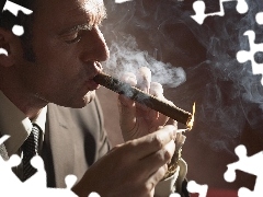 smoke, a man, cigar