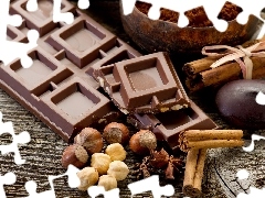 chocolate, cocoa, cinnamon, nuts