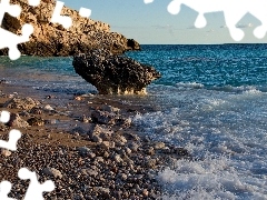 sea, Stones, cliff, Beaches