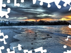 Beaches, dark, clouds, sea