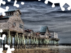 clouds, pier, Beaches