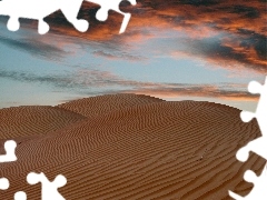 Desert, hot, clouds, Dunes