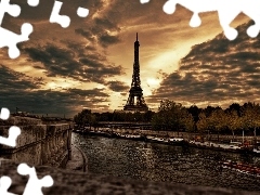 Paris, France, Clouds, Sky, Eiffla Tower