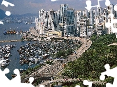 clouds, district, Hong Kong, skyscrapers, China