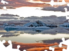 clouds, Mountains, ice