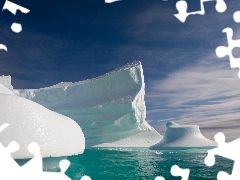 Ice, sea, clouds, mountains