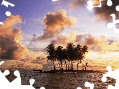 clouds, Palms, Island