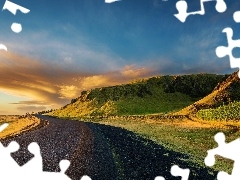 clouds, Way, Mountains