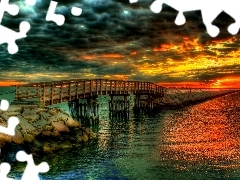 clouds, sea, Platform