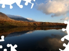 clouds, lake, reflection