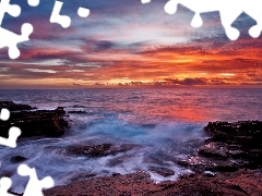 clouds, sea, rocks