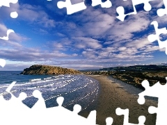 clouds, Beaches, sea