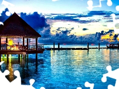 clouds, Restaurant, sea