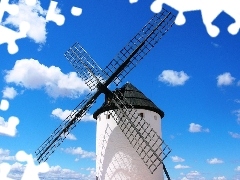 clouds, Windmill, Sky