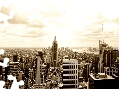 clouds, Town, Jork, Empire State Building, New, skyscrapers