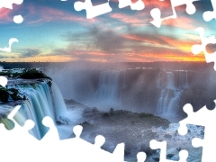 waterfall, clouds