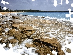 sea, Stones, coast, Waves