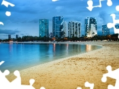 Coast, Beaches, skyscrapers