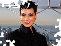 coat, grating, Smile, Black, Morena Baccarin