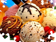 ice cream, several flavors, color