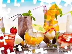 drinks, several flavors, color