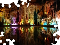 cave, nature, colors, lake