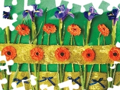 Flowers, Irises, composition, gerberas