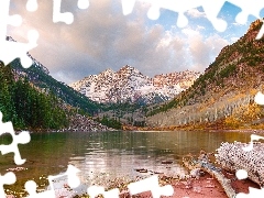 trees, Mountains, Conifers, Colorado, viewes, lake