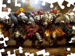 color, costumes, Elephants, dance, Funny