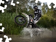 water, Motorcyclist, Cross, cane