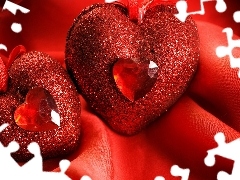 Crystal, Red, hearts