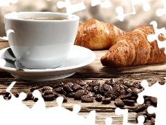 coffee, croissants, Cup, grains