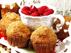 cup, Muffins, raspberries