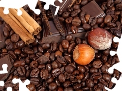 cuts, chocolate, coffee, nuts, grains