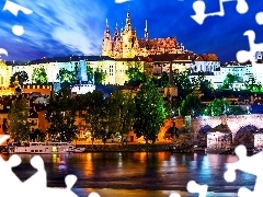 illuminated, Prague, Czech Republic, Town