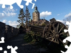 gun, defensive, Czocha Castle, wall