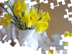 White, Yellow, Daffodils, Vase