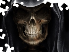 death, skull, hood