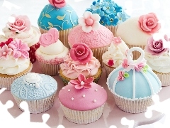 Muffins, ornamentation, decoration, cream