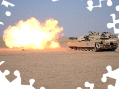 M1A1 Abrams, Big Fire, Desert, shot