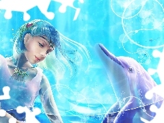 dolphin, girl, Necklace