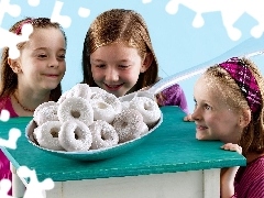 Three, White, Donuts, girls