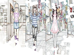 Girls, graphics, Draft, dressup