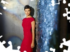 Morena Baccarin, red hot, dress, long