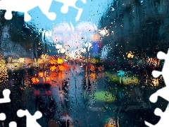 drops, Town, Rain