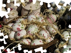 basket, eggs, easter, porcelain