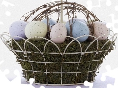 easter, basket, eggs