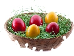 easter, basket, eggs